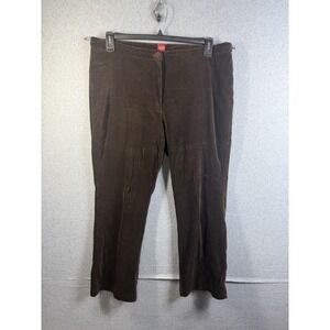 Olsen Pants Womens 12 Brown Velour Stretch Classic Fit Dress Straight Leg